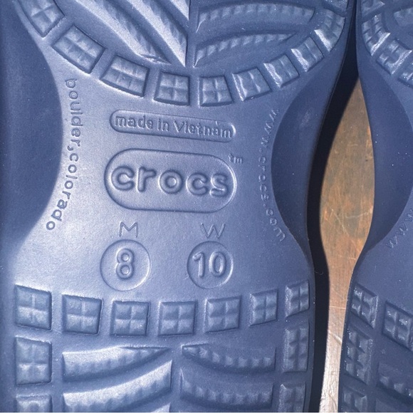 CROCS Baya Unisex Sandals Comfort Blue Shoes Slides Open Toe Spellout M8 W10 - Picture 6 of 6